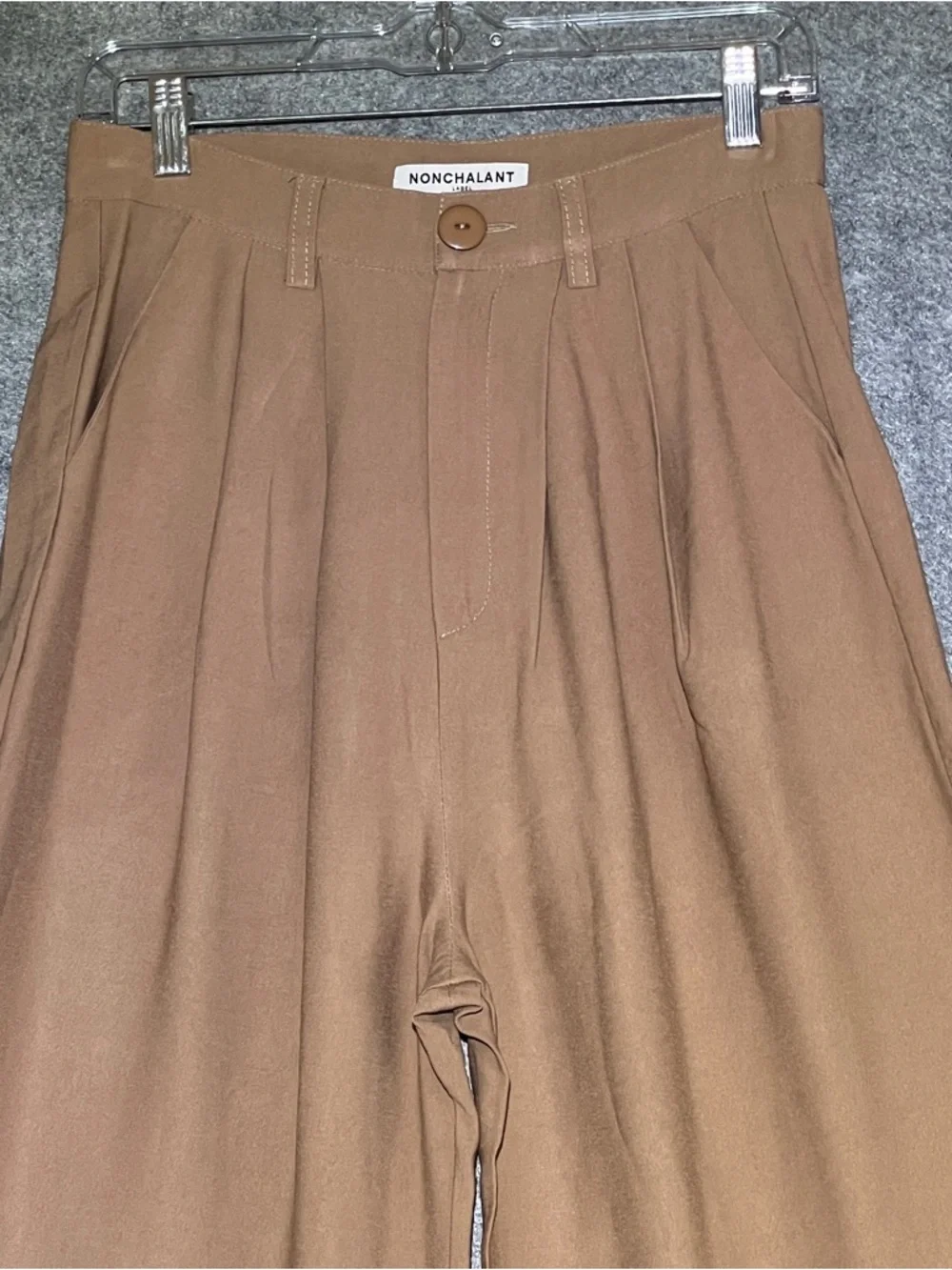 NONCHALANT Fabi Pant Wide Leg High Waist Camel Women’s Medium NEW - Picture 4 of 15